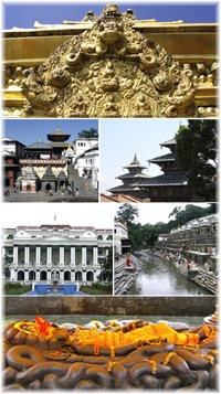 Collage of images from Kathmandu city in Nepal